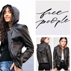 Free People Monroe Faux Leather Hooded Jacket